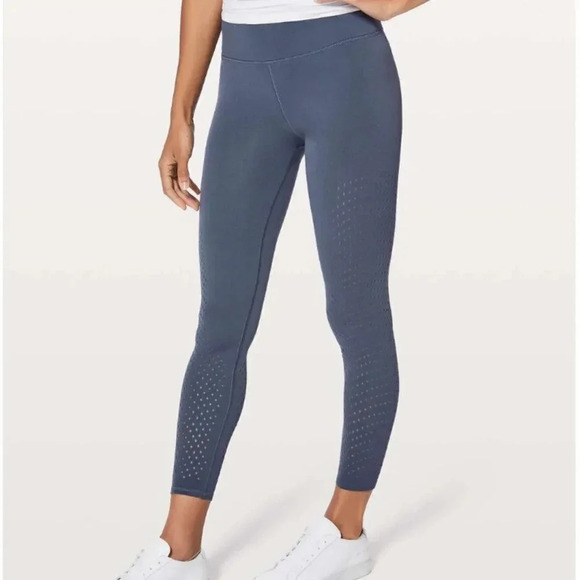 Lululemon Reveal 7/8 Tight Legging Pants Vortex 25" Dazed Gray Mesh Breathable 6 - Picture 5 of 12